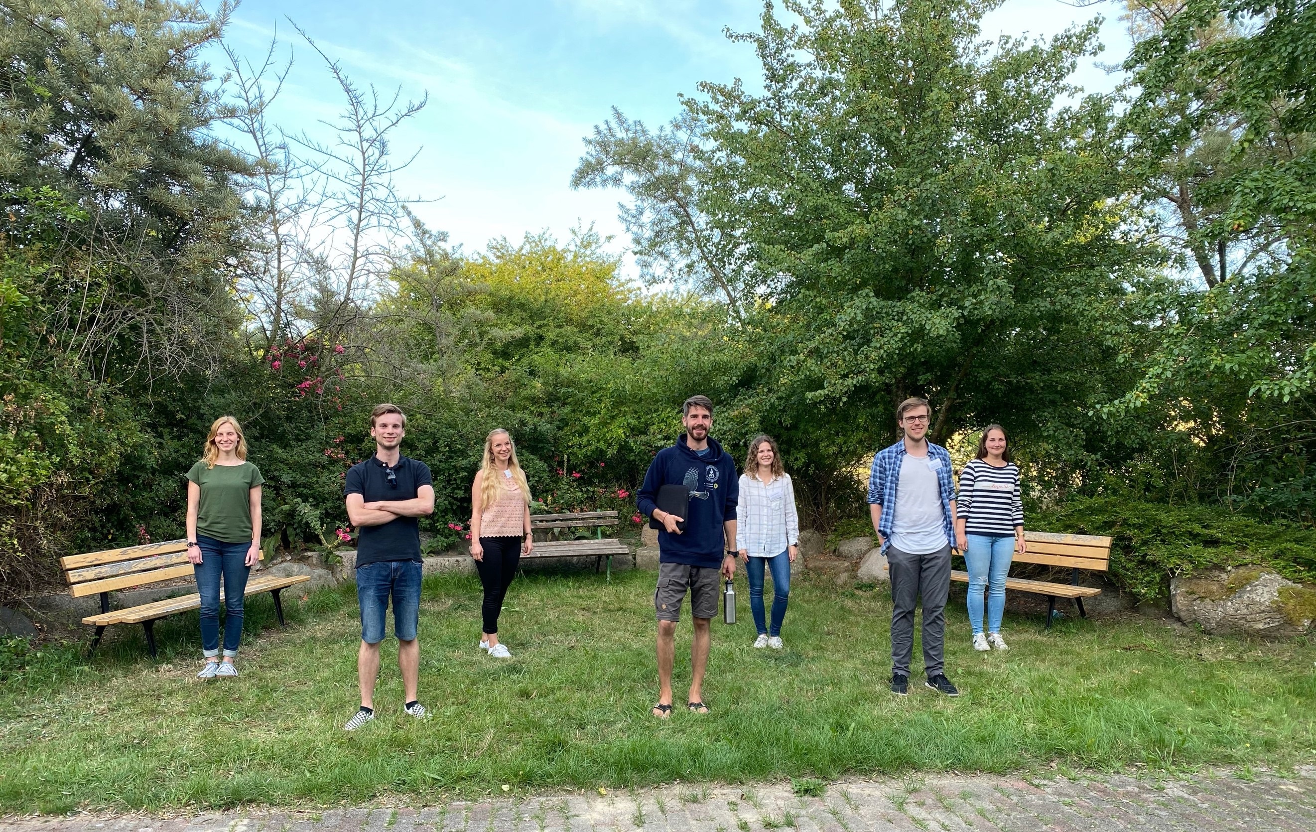 Abschlusskandidat*innen der Biologiedidaktik auf der „Vilm-Tagung“ des Bundesamtes für Naturschutz: Lea Stein, Felix Przesdzink, Lara Dörge, Jonas Boldt, Johanna Bischof, Pascal Piede und Malin Funk (v.l.n.r.).